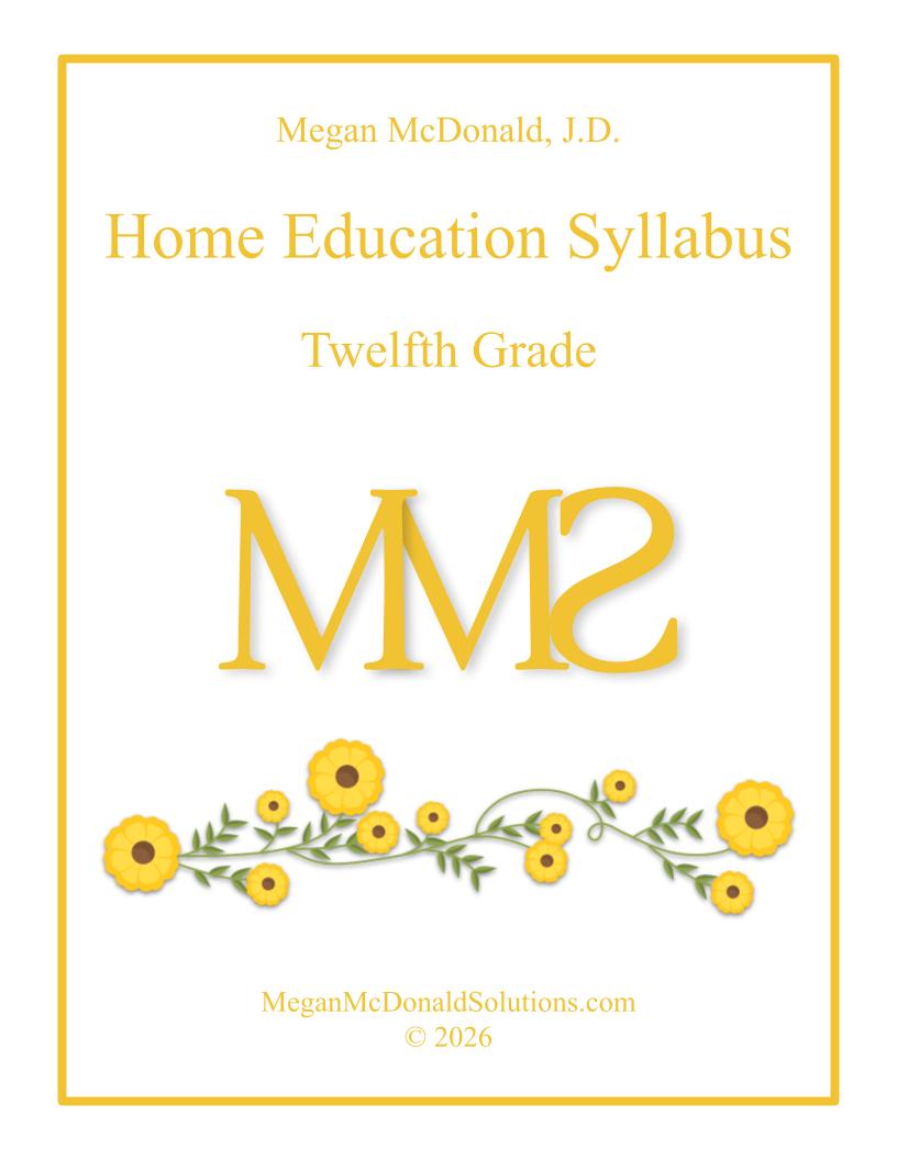 Home Education Curriculum - 12th grade